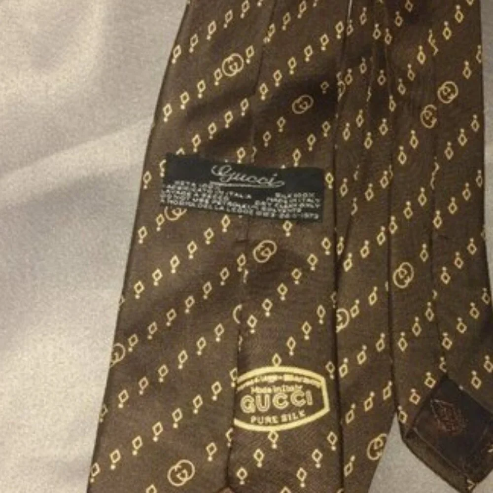 ❤️RARE VINTAGE GUCCI ITALY GG LOGO TIE BROWN 3 1/2
